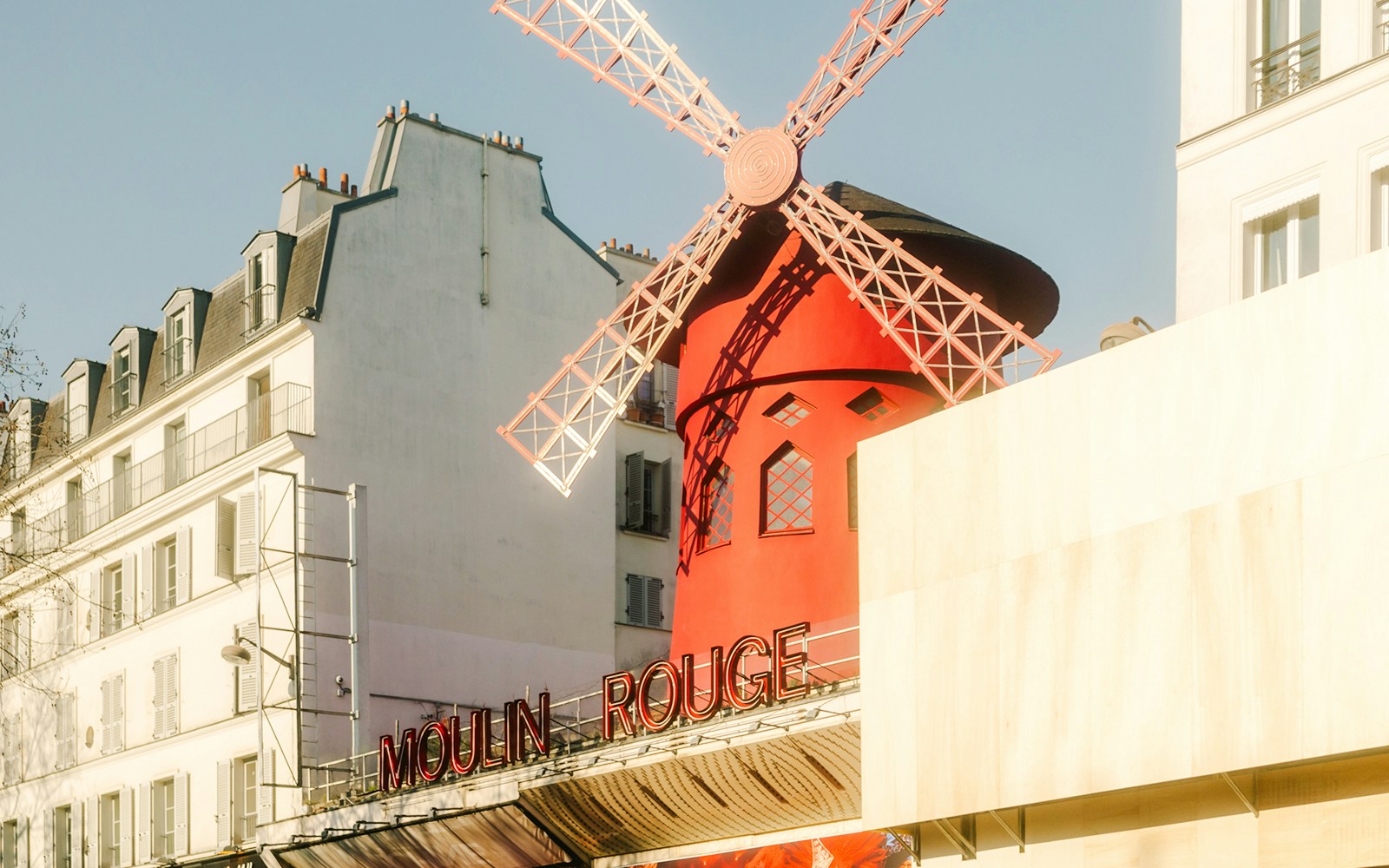 Moulin Rouge windmill on Montmartre Walking Tour, Paris.