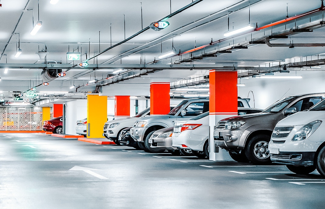 Parking lot with cars