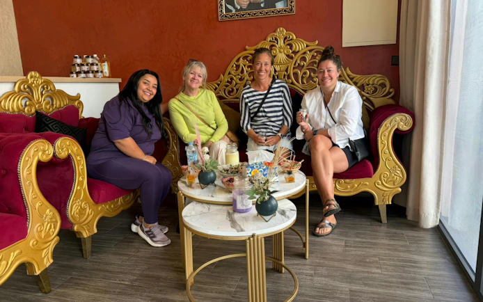 Guests relaxing in a lounge before a 2-hour hammam and massage in Agadir.