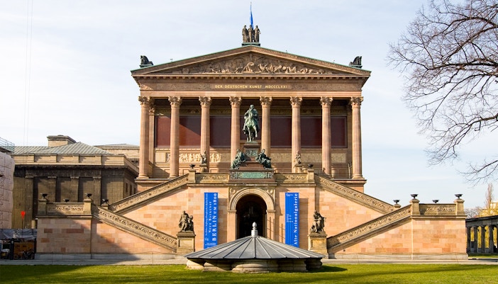 Alte Nationalgalerie facade in Berlin showcasing neoclassical architecture.