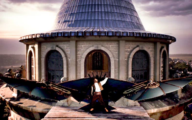 Performer with wings on rooftop at Legends of Istanbul.