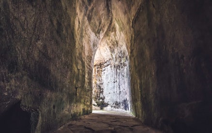 Cave entrance at Neapolis Archaeological Park, Syracuse.
