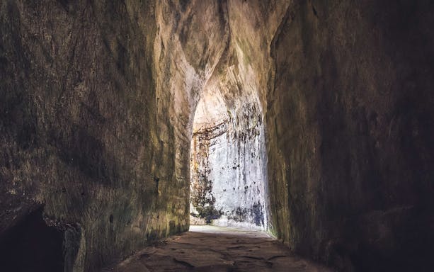 Cave entrance at Neapolis Archaeological Park, Syracuse.