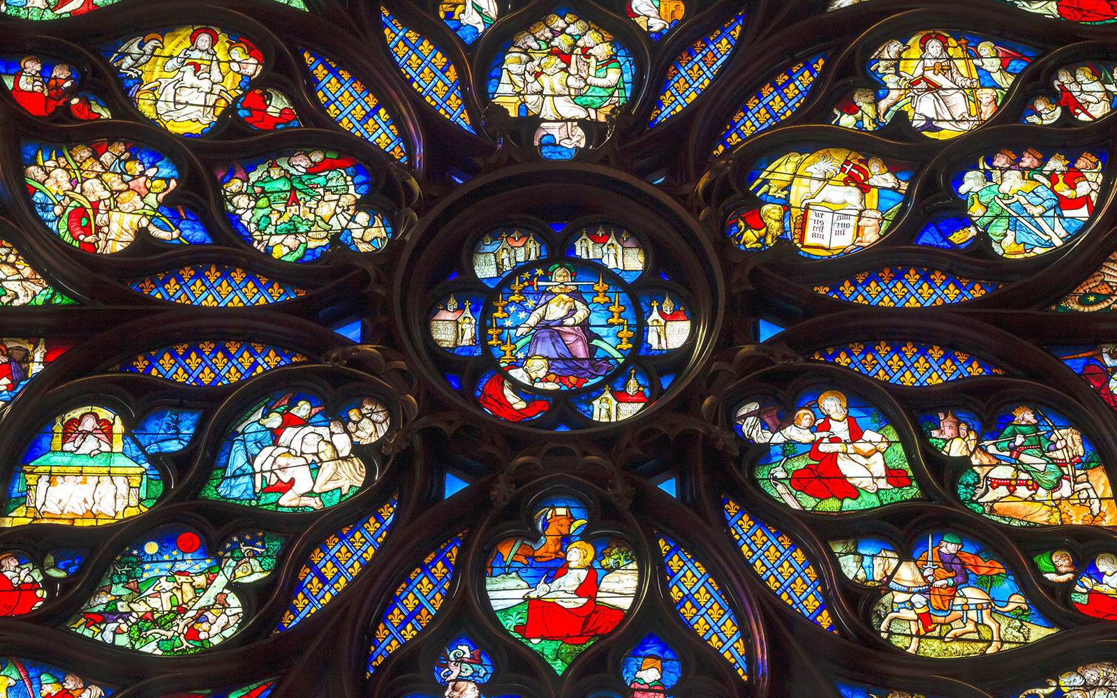 Jesus Christ relic surrounded by circular rings and figures.