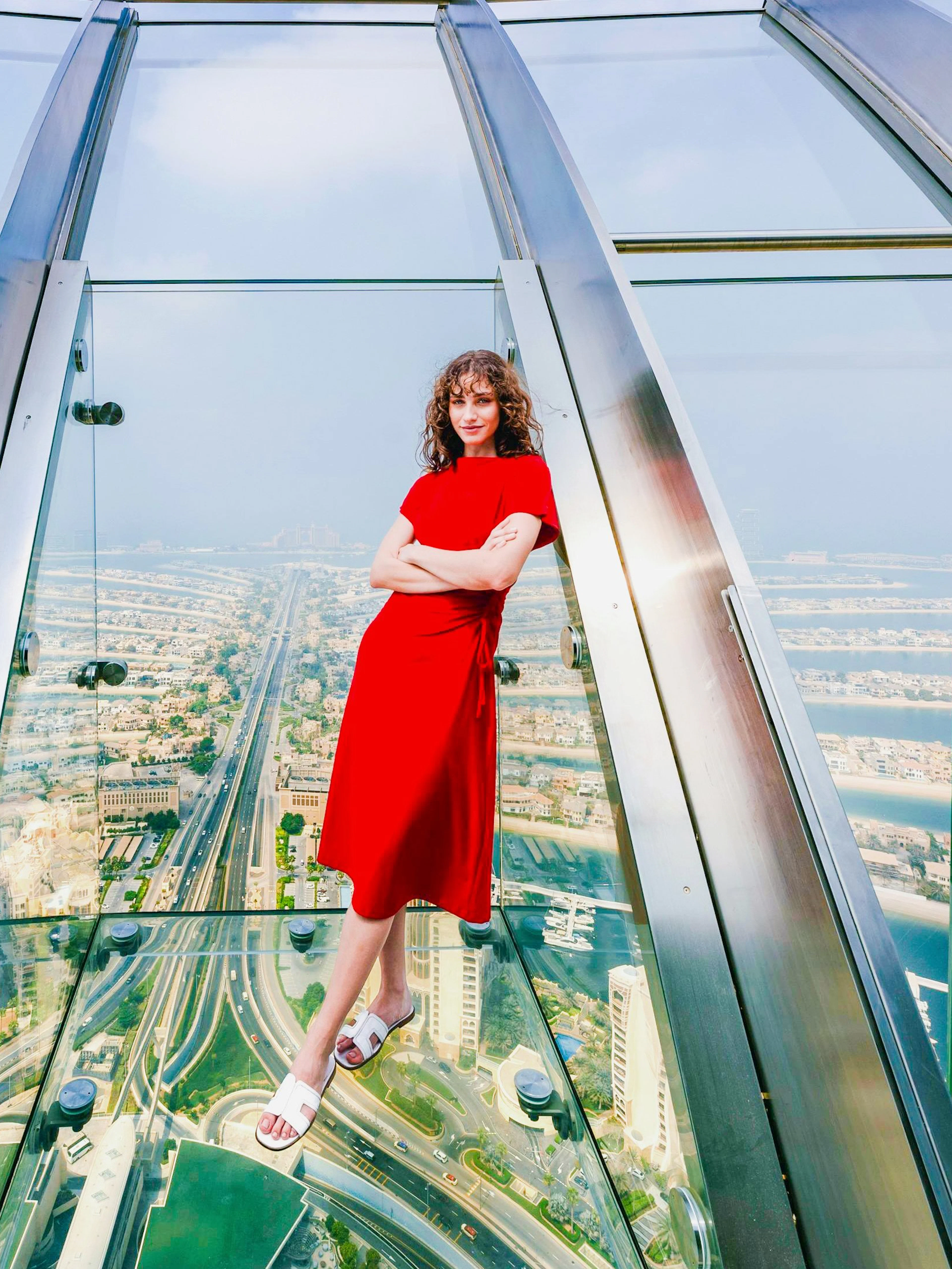 The View At The Palm observation deck overlooking Palm Jumeirah, Dubai.