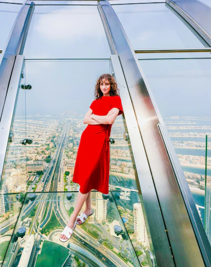The View At The Palm observation deck overlooking Palm Jumeirah, Dubai.