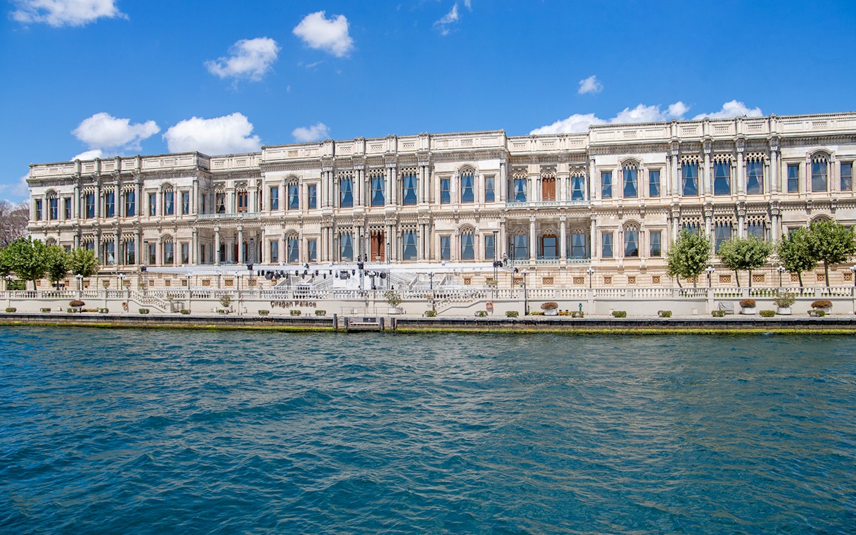 Ciragan Palace along the Bosphorus in Istanbul, Turkey.