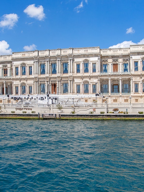 Ciragan Palace along the Bosphorus in Istanbul, Turkey.