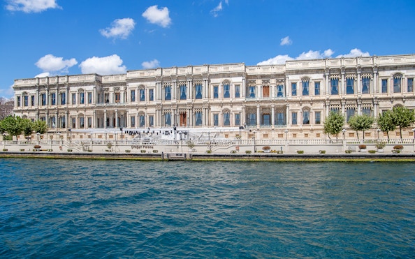 Ciragan Palace along the Bosphorus in Istanbul, Turkey.