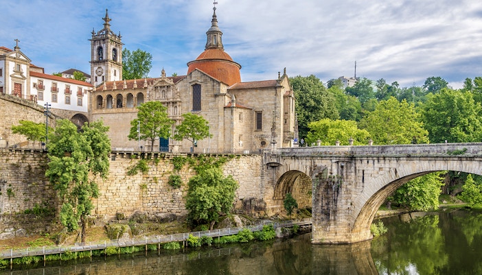 Church of Sao Domingos and Monastery Sao Goncalo by the Tamega River in Amarante, Portugal.