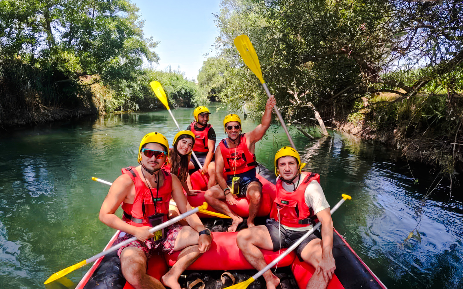 Rafting group on Bistrice River near Saranda, enjoying adventure tour.