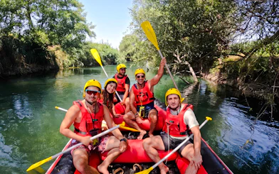 Rafting group on Bistrice River near Saranda, enjoying adventure tour.