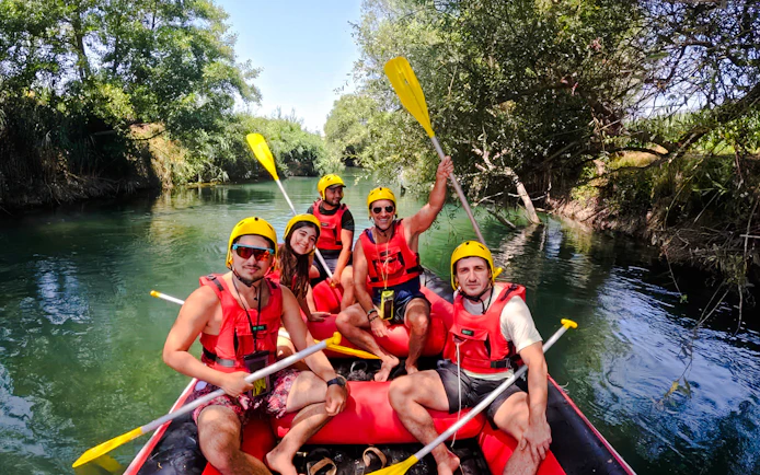 Rafting group on Bistrice River near Saranda, enjoying adventure tour.