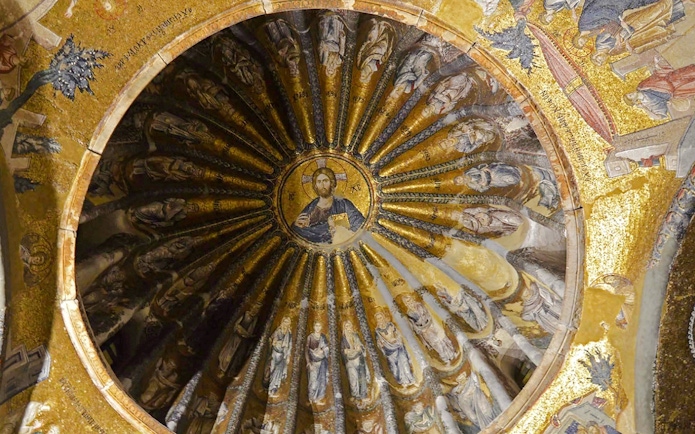 Frescoes depicting religious figures inside the Kariye Mosque, Istanbul.