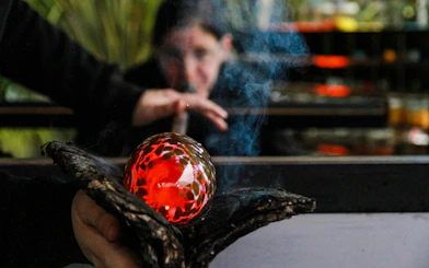 Glassblowing demonstration at Chihuly Garden and Glass, Seattle.