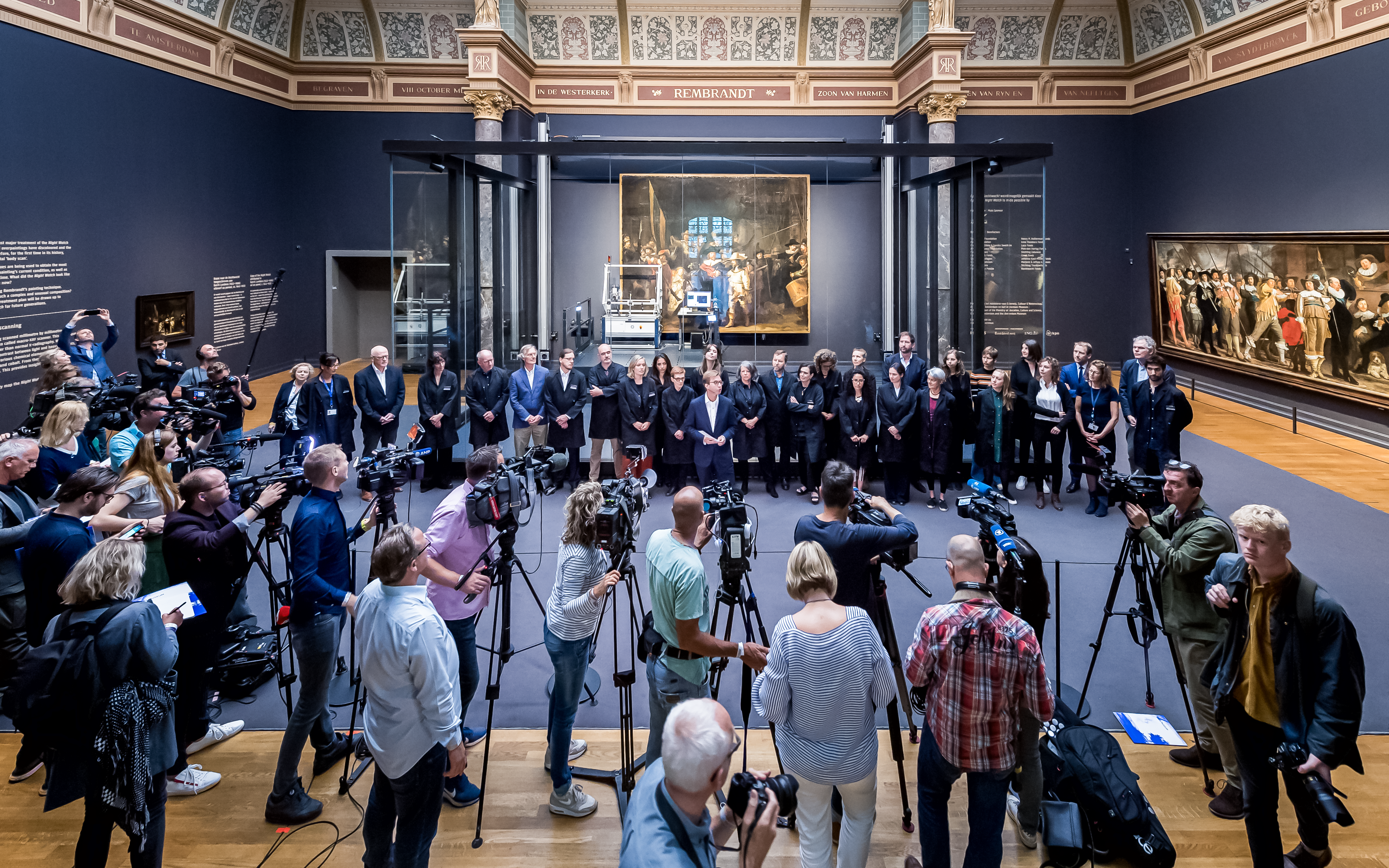 Press event at Rijksmuseum Amsterdam for Operation Night Watch restoration project.
