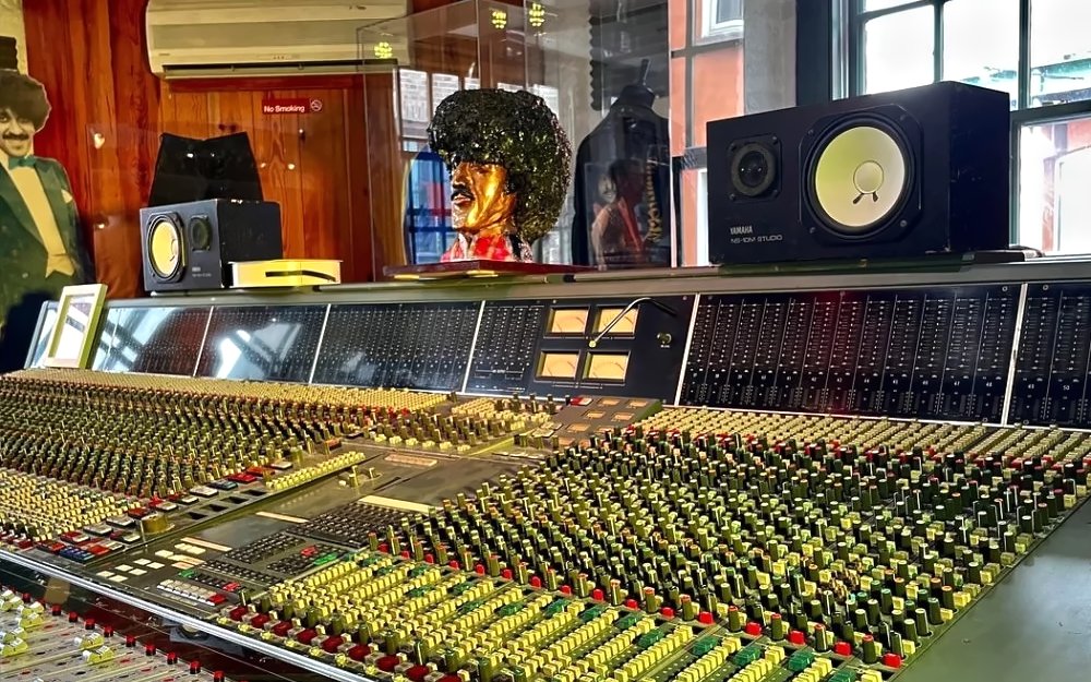 Recording studio mixing console at Irish Rock N Roll Museum Experience, Dublin.
