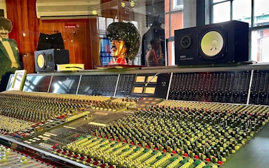 Recording studio mixing console at Irish Rock N Roll Museum Experience, Dublin.