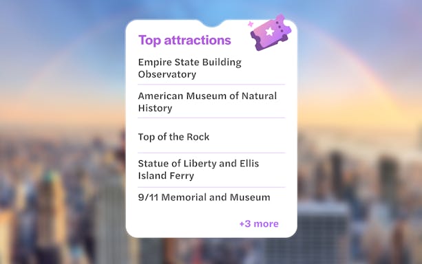 New York CityPASS attractions list including Empire State Building and Statue of Liberty.