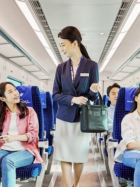 AREX Express Train passengers enjoying free wifi during round trip.