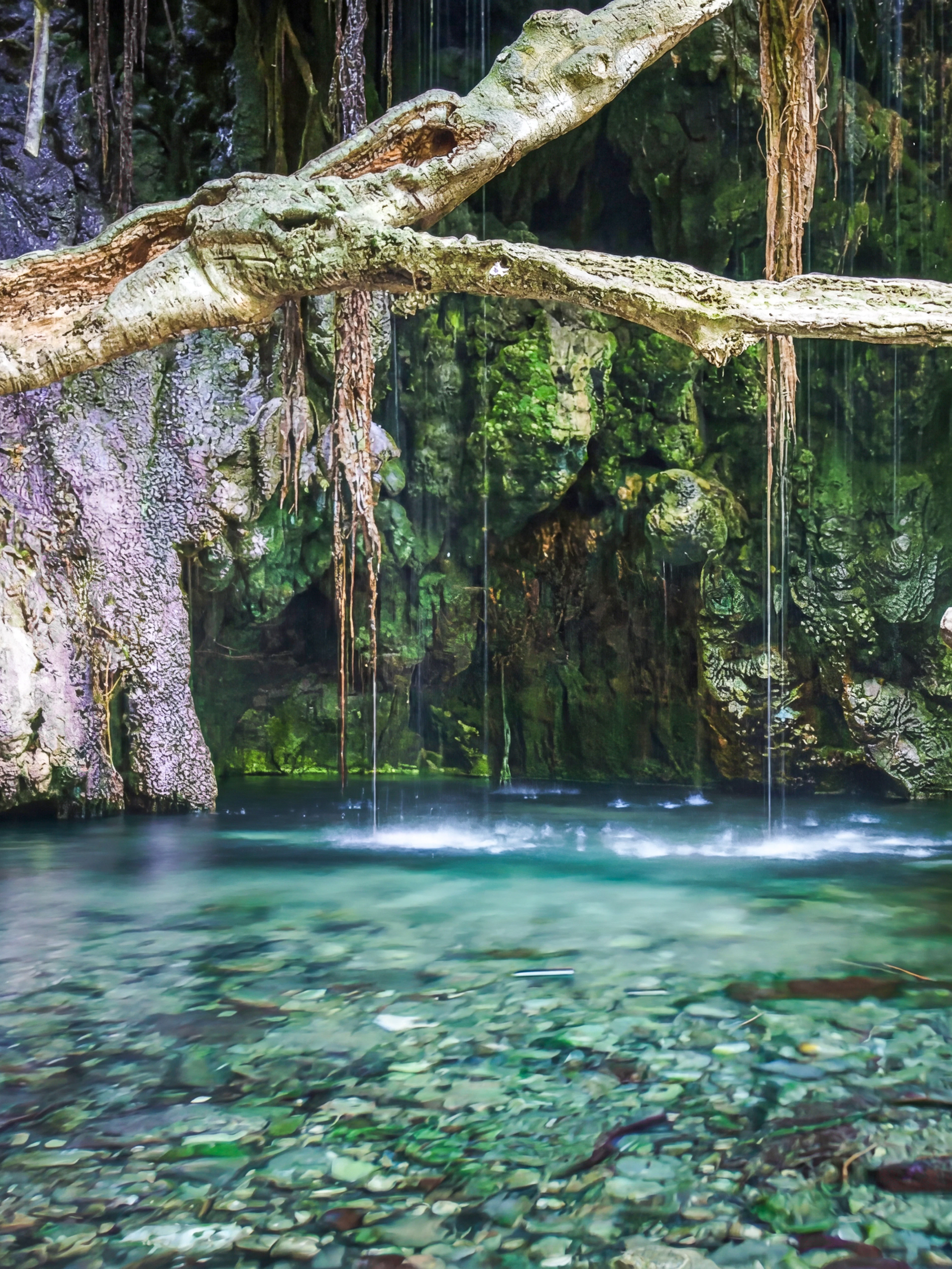 Aphrodite's Baths with clear water and surrounding rock formations in Paphos, Cyprus.