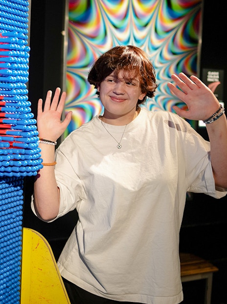 Guests interacting with pinwall at Camera Obscura & World of Illusions, Edinburgh.