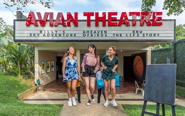 Visitors at Avian Theatre entrance, Bali Bird Park.