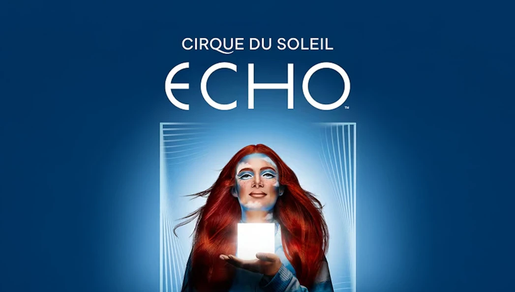 Cirque du Soleil Echo performer holding a glowing cube.