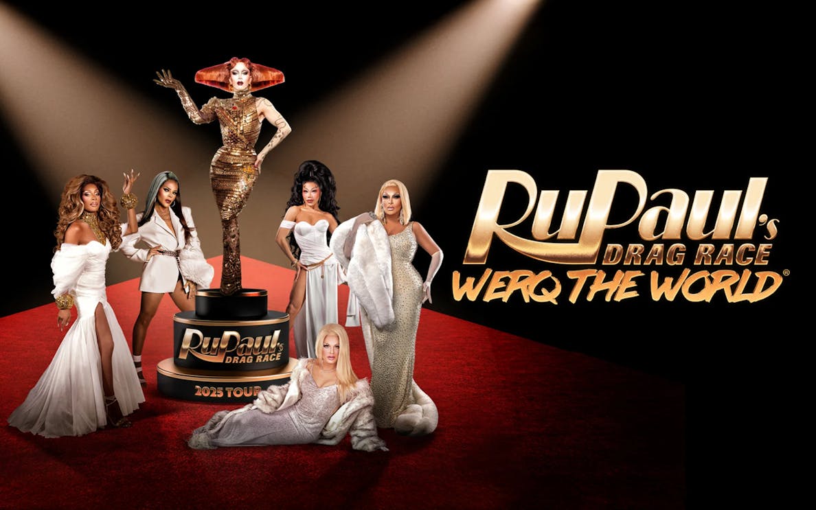 Drag performers on stage for RuPaul’s Drag Race Werq The World Tour 2023.