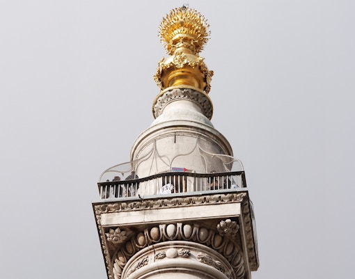 Top of the Monument to the Great Fire of London with viewing platform.
