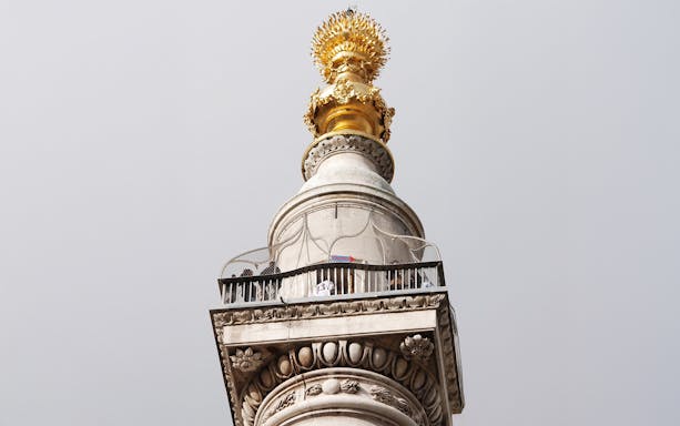 Top of the Monument to the Great Fire of London with viewing platform.