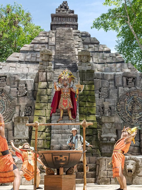 Performers in traditional costumes at Pachamaya show, Marine Safari Bali.