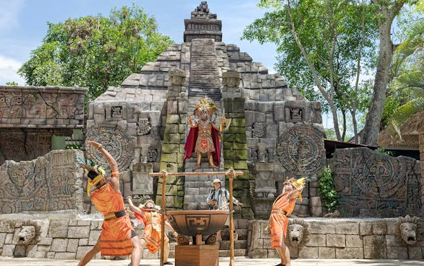 Performers in traditional costumes at Pachamaya show, Marine Safari Bali.