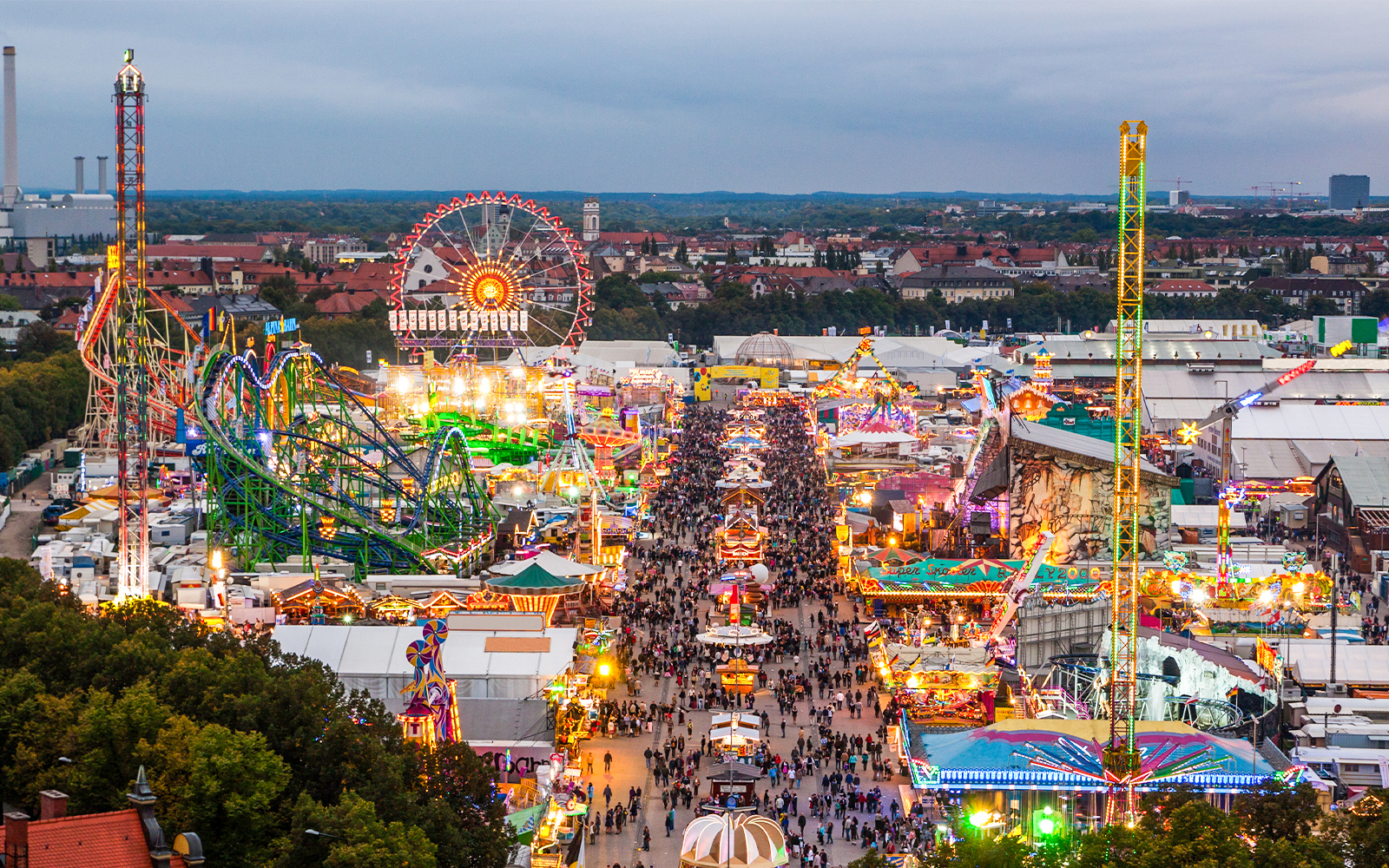 View of the Oktoberfest in Munich at night