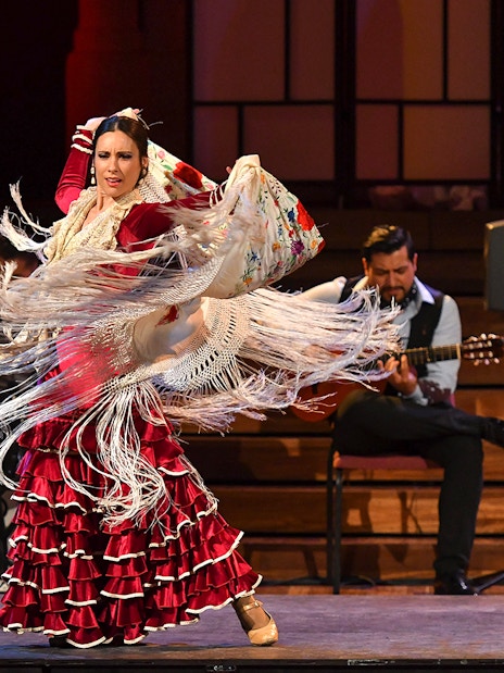 Flamenco dancer performing at Palau de La Música Catalana, Barcelona.