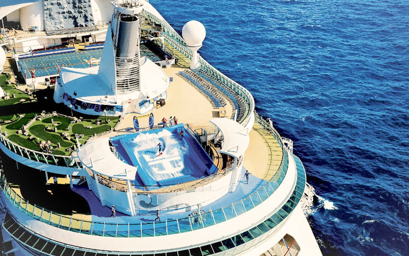 Cruise ship deck with surf simulator, Malaysia and Thailand Getaway.