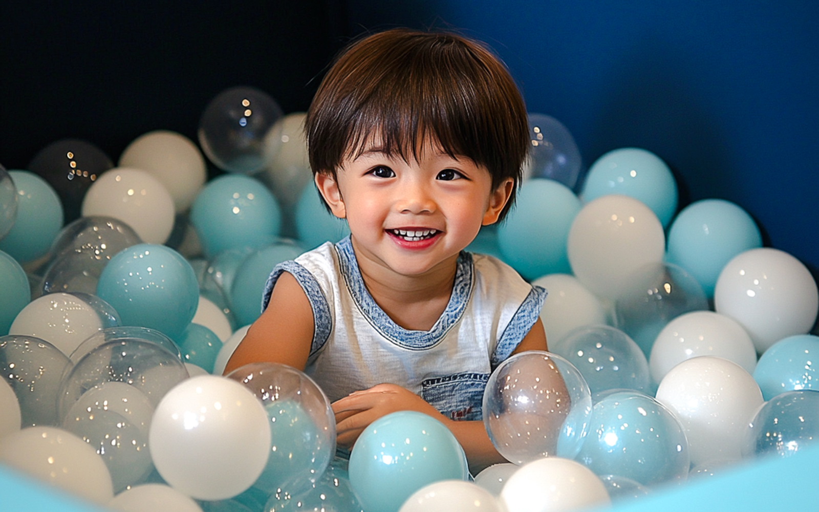 Child playing in a ball pit at KidZania Singapore.