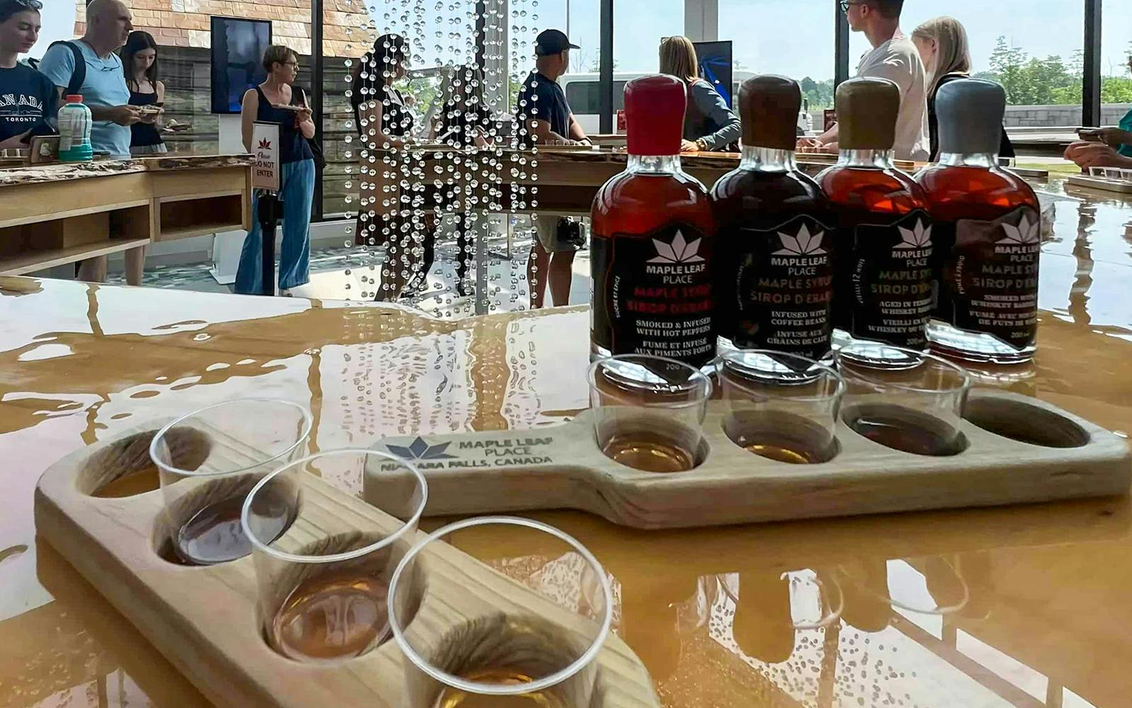 Maple syrup tasting at Maple Leaf Place, Niagara Falls, Canada.