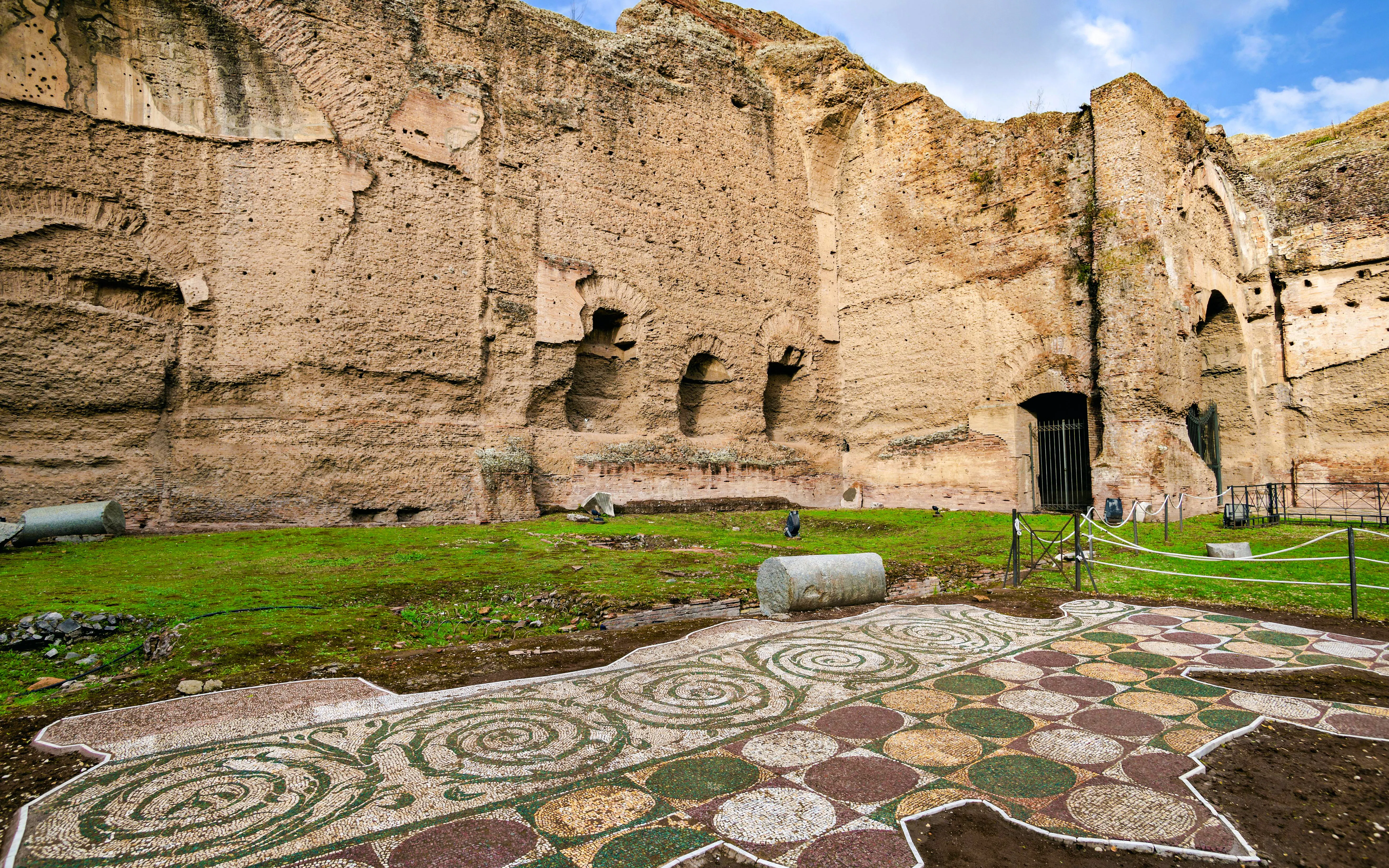 Terme di Caracalla ruins with ancient mosaic floor in Rome, Italy.