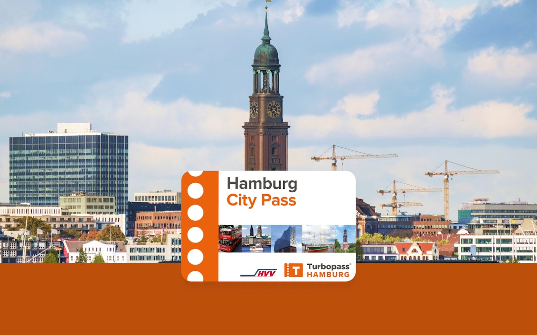 Hamburg City Pass with St. Michael's Church and city skyline in the background.