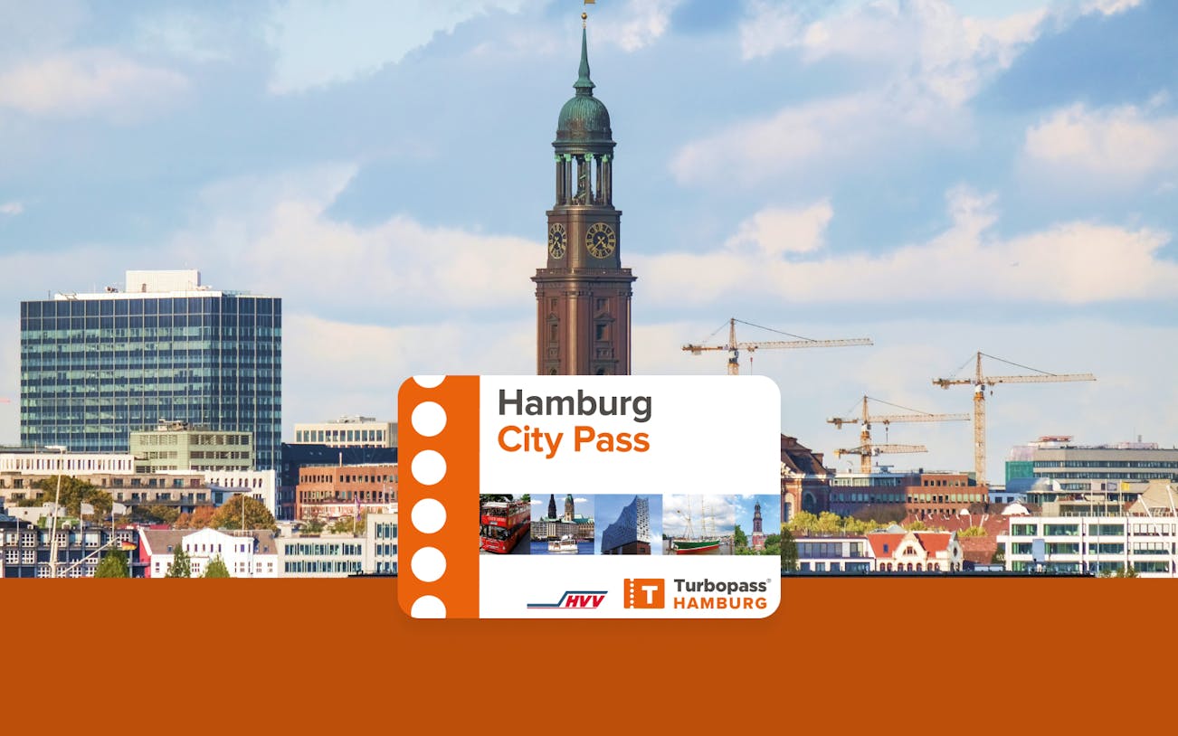 Hamburg City Pass with St. Michael's Church and city skyline in the background.
