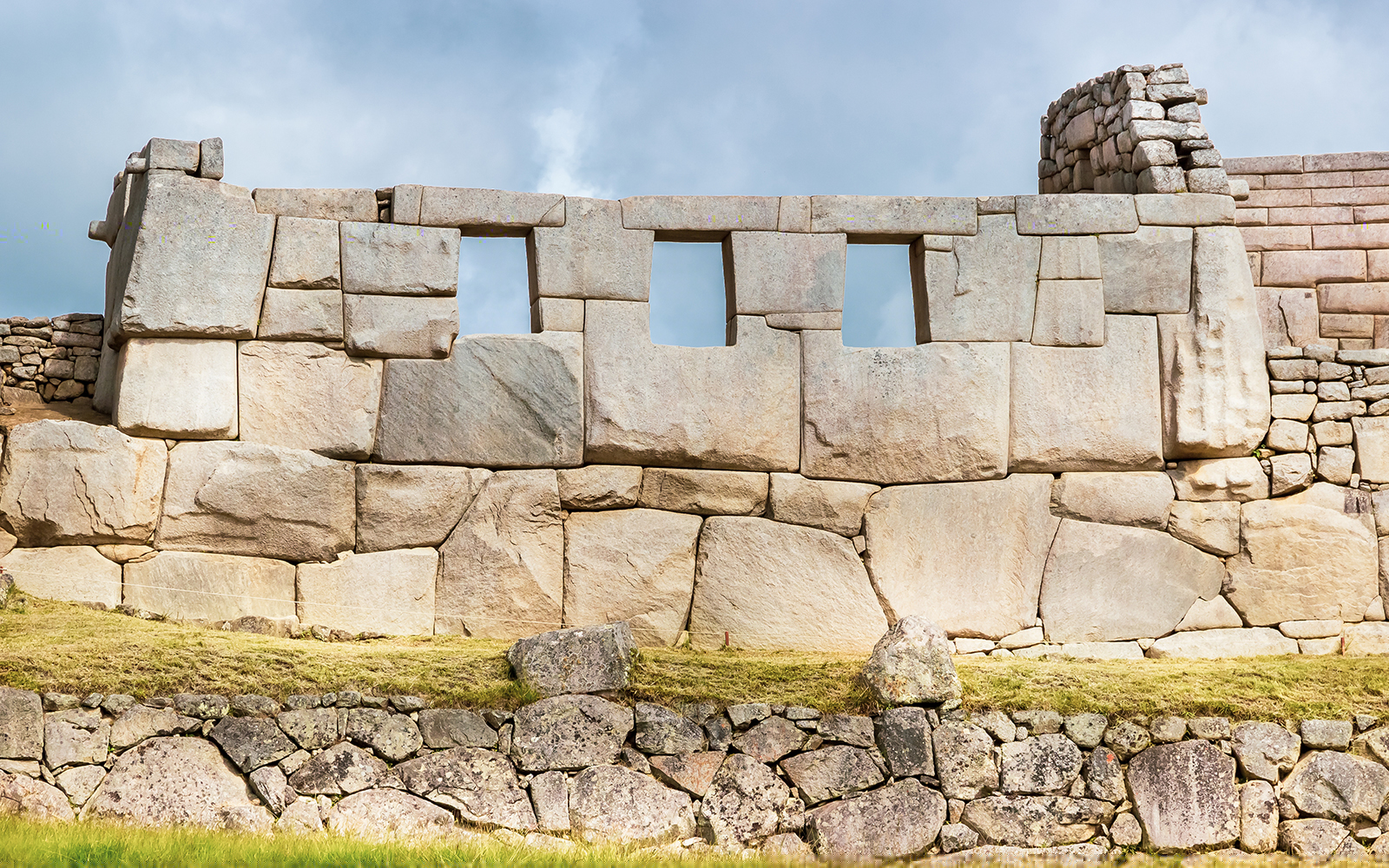 Inca Temple of the Three Windows Masonry Wall inside Machu Picchu