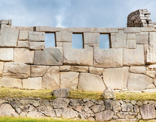 Inca Temple of the Three Windows Masonry Wall inside Machu Picchu
