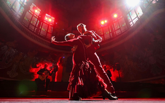 Flamenco dancers performing at Palau de la Música, Barcelona.