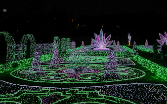 Lumina Park Wonderworld installations with vibrant light displays and illuminated sculptures.