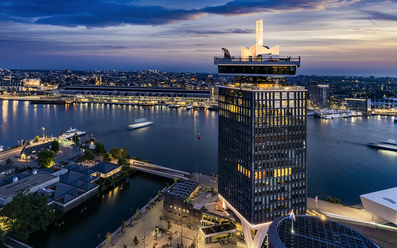 A'DAM Lookout illuminated at night