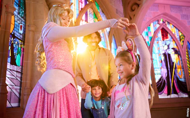Family meeting Sleeping Beauty at Disneyland Paris.