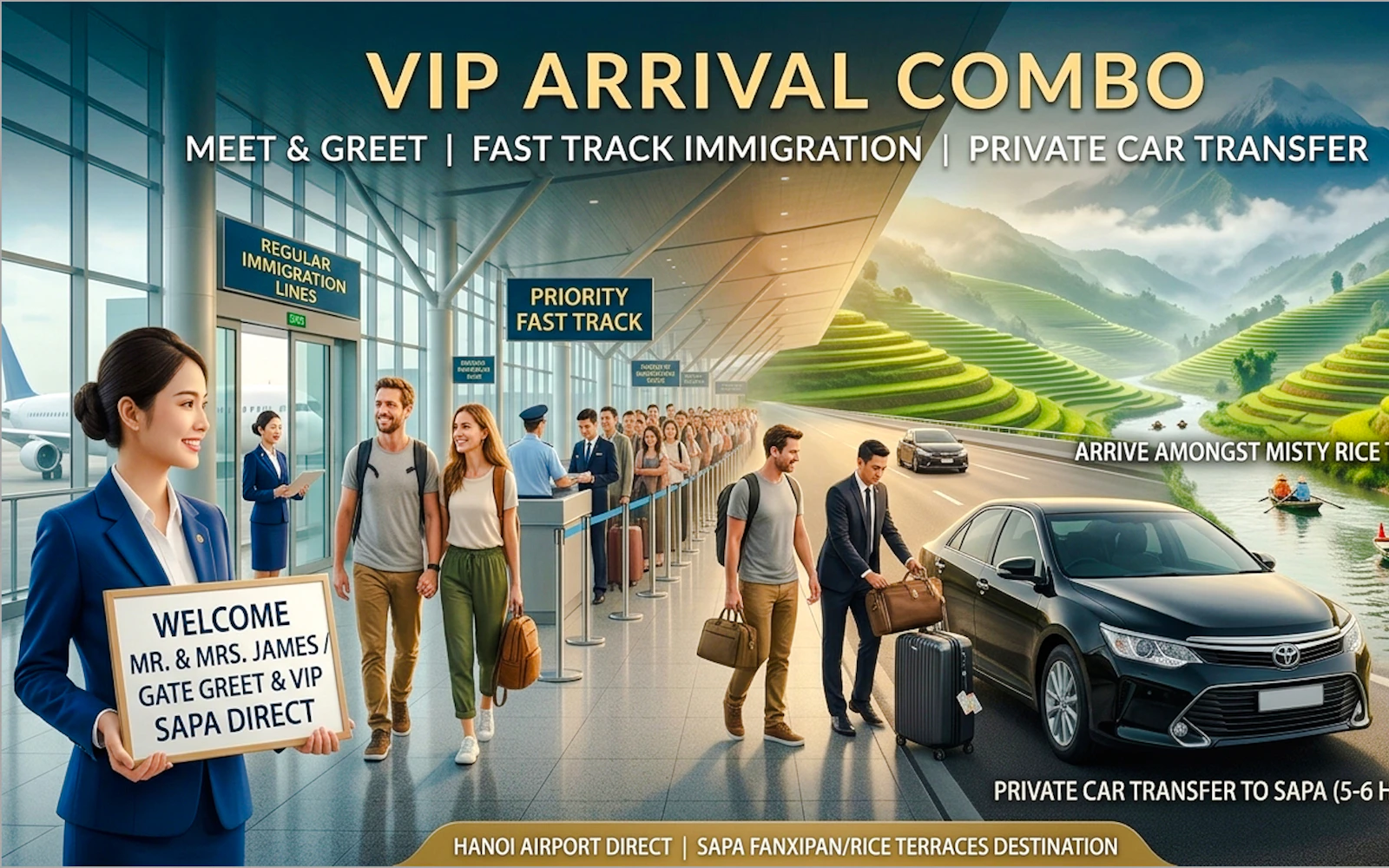 Hanoi Noi Bai Airport Arrival Fast-Track Meet & Greet + Private Transfer to Sapa