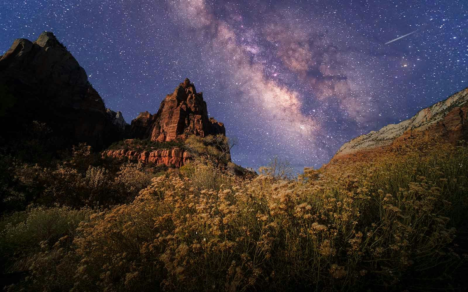 Night lights on Three Sisters