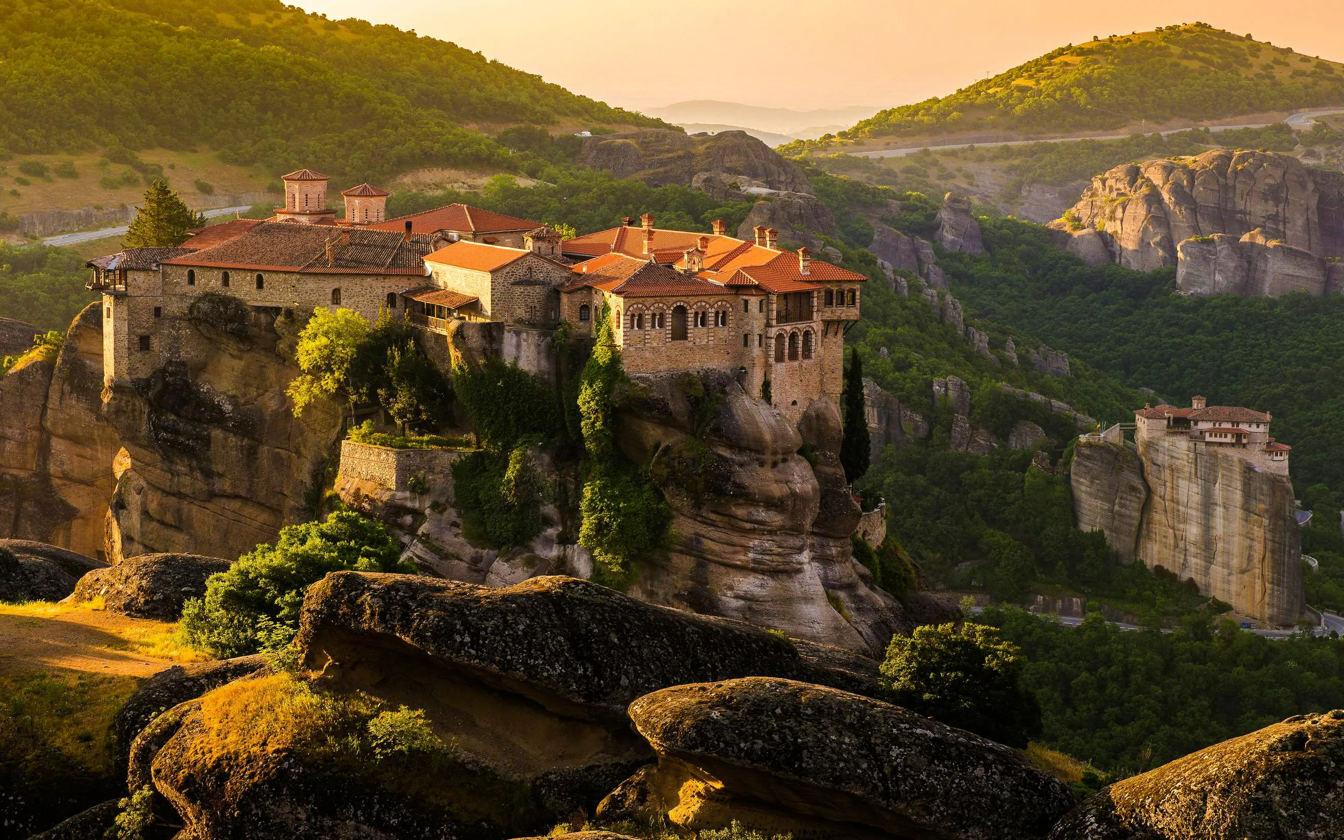 Monastery on rock formations in Meteora, Greece, during Delphi & Meteora Tour from Athens.